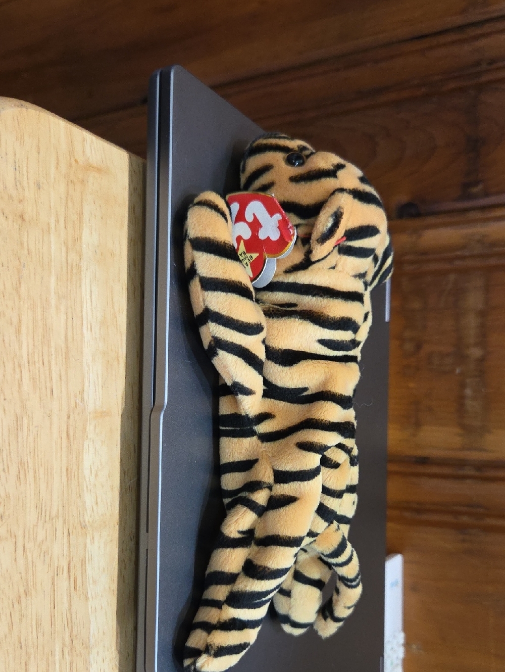 Ty Orange & Black Tiger Plush with Heart Tag